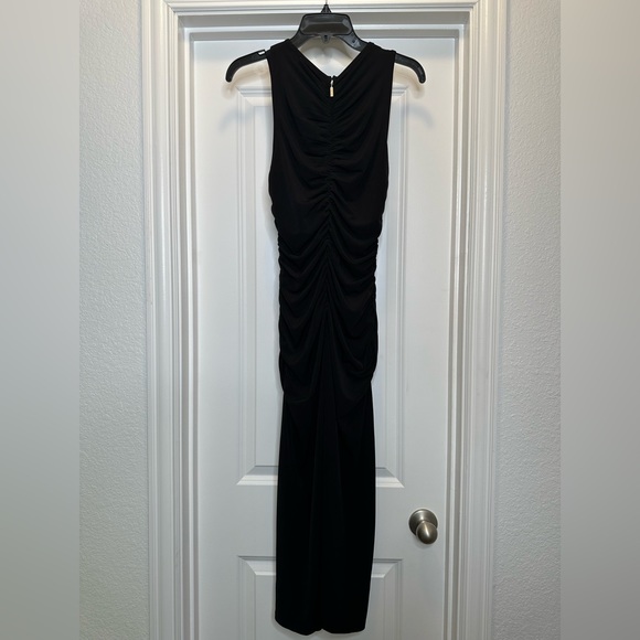 Michael Kors Stretch Matte Jersey Ruched Dress Black Sz Medium - Picture 5 of 9